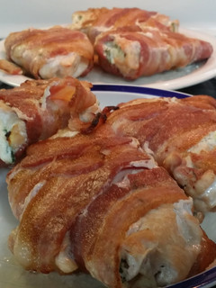 A picture of Bacon Wrapped Cream Cheese Stuffed Chicken Breasts.