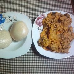 A picture of Egusi bitterleaf soup.