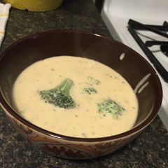 A picture of Cheesy Yummy Broccoli Cheddar Soup.