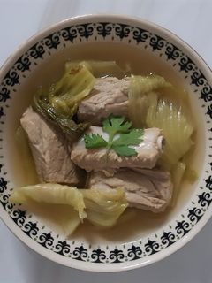 รูปของ "ต้มจืดกระดูกหมูผักกาดดอง"Pickled Lettuce Soup with Pork Rips