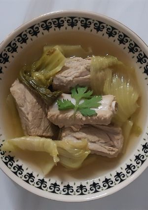 รูปของ "ต้มจืดกระดูกหมูผักกาดดอง"Pickled Lettuce Soup with Pork Rips