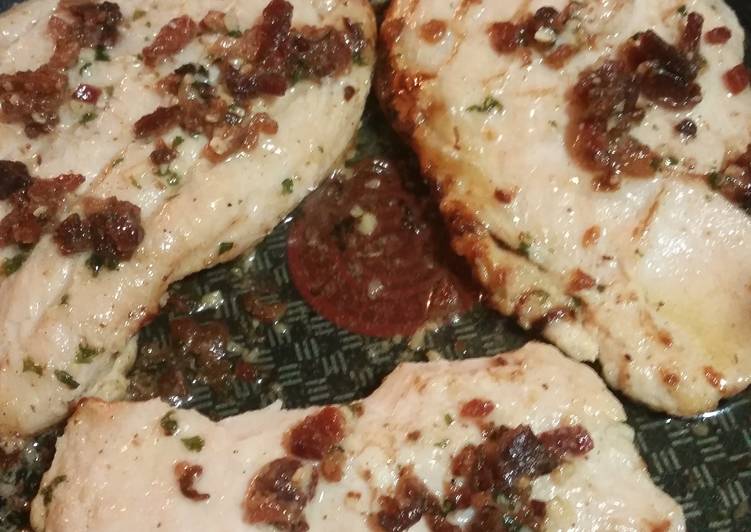 Grilled Chicken with Bacon Lemon Garlic Butter Sauce