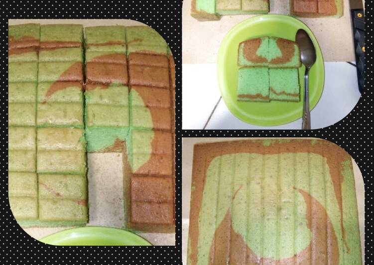 Bolu pandan marmer 3 telur no butter no santan