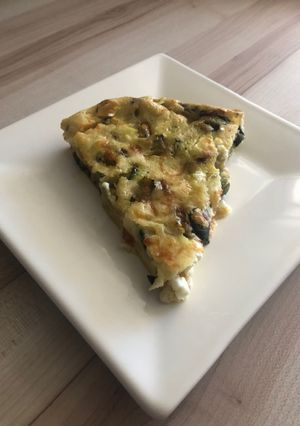 Une photo de Clafoutis courgette feta menthe