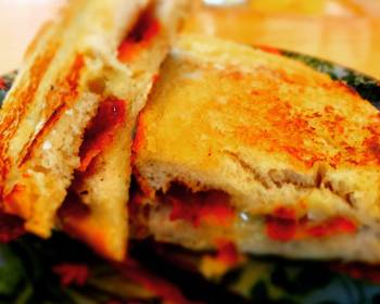 Fresh, Prepare Recipe Pan Fried Gruyere and Pancetta Brioche Sandwich Restaurant Style