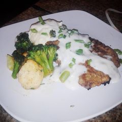 A picture of Country Fried Steak & Mashed potatoes.
