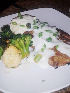 A picture of Country Fried Steak & Mashed potatoes.