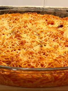 Una foto de Spaguetti gratinados