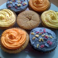 Vickys Vanilla Cupcakes, GF DF EF SF NF A picture of Vickys Vanilla Cupcakes, GF DF EF SF NF.