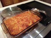 A picture of peach cobbler