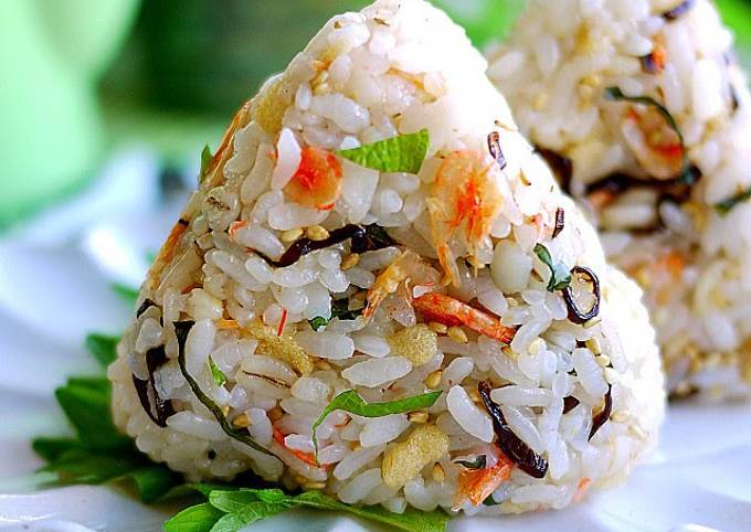 Tempura Crumbs and Sakura Shrimp Rice Balls