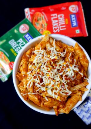 A picture of Little millet Red sauce pasta for kids.
