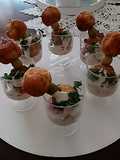 Boulettes Dorées et Mousse de Poulet en Verrine