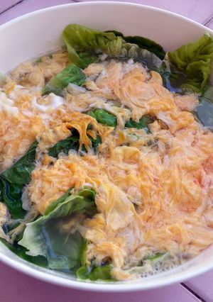 A picture of Egg Drop Salad Soup /DIET LUNCH.