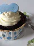 Chocolate Genoise Sponge Cupcakes with Whipped Cream and Blue Fondant