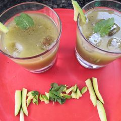 A picture of Raw mango and pudina juice.