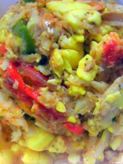 A picture of Ackee and salt fish.
