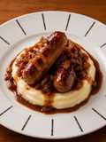 Bangers with Onion Gravy and Mash