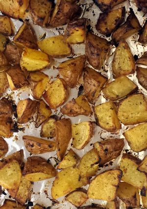 A picture of Crispy Baked Rosemary Chicken & Potatoes.