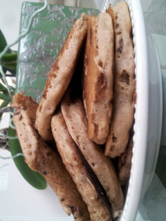 A picture of Home made chocolate chip pancakes.