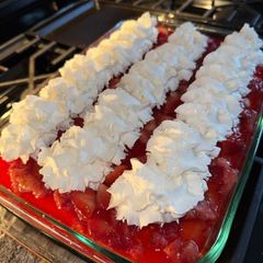 A picture of Strawberry jello poke cake.