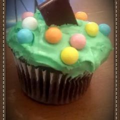 A picture of kaylas mint chocolate cupcakes.