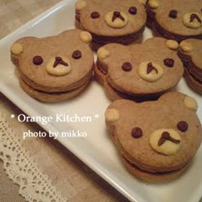 Cute Rilakkuma Styule Chocolate Sandwich Cookies by cookpad.japan Cookpad