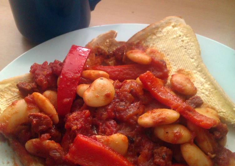 Steps to Prepare Quick Vickys Butter Bean Stew with Chorizo and Paprika, GF DF EF SF NF