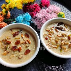 A picture of Broken Wheat and Jaggery Kheer.