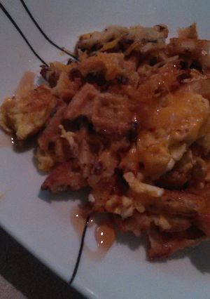 A picture of Egg, waffle scrambled.