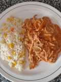 Pollo deshebrado en crema de chipotle