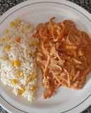 Pollo deshebrado en crema de chipotle