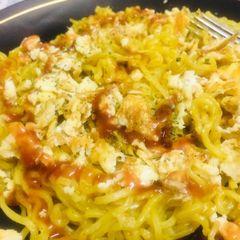 A picture of Night hunger Egg Maggi masala.