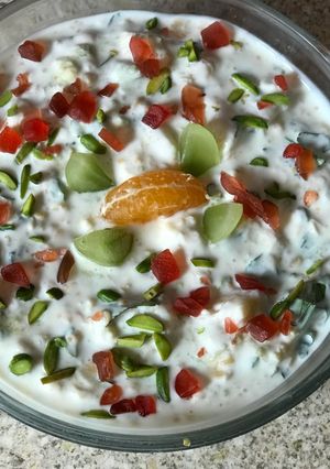 A picture of Masoor daal and fruity nutty raita.