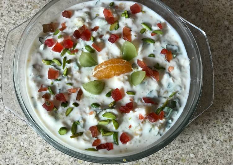 Steps to Prepare Homemade Masoor daal and fruity nutty raita