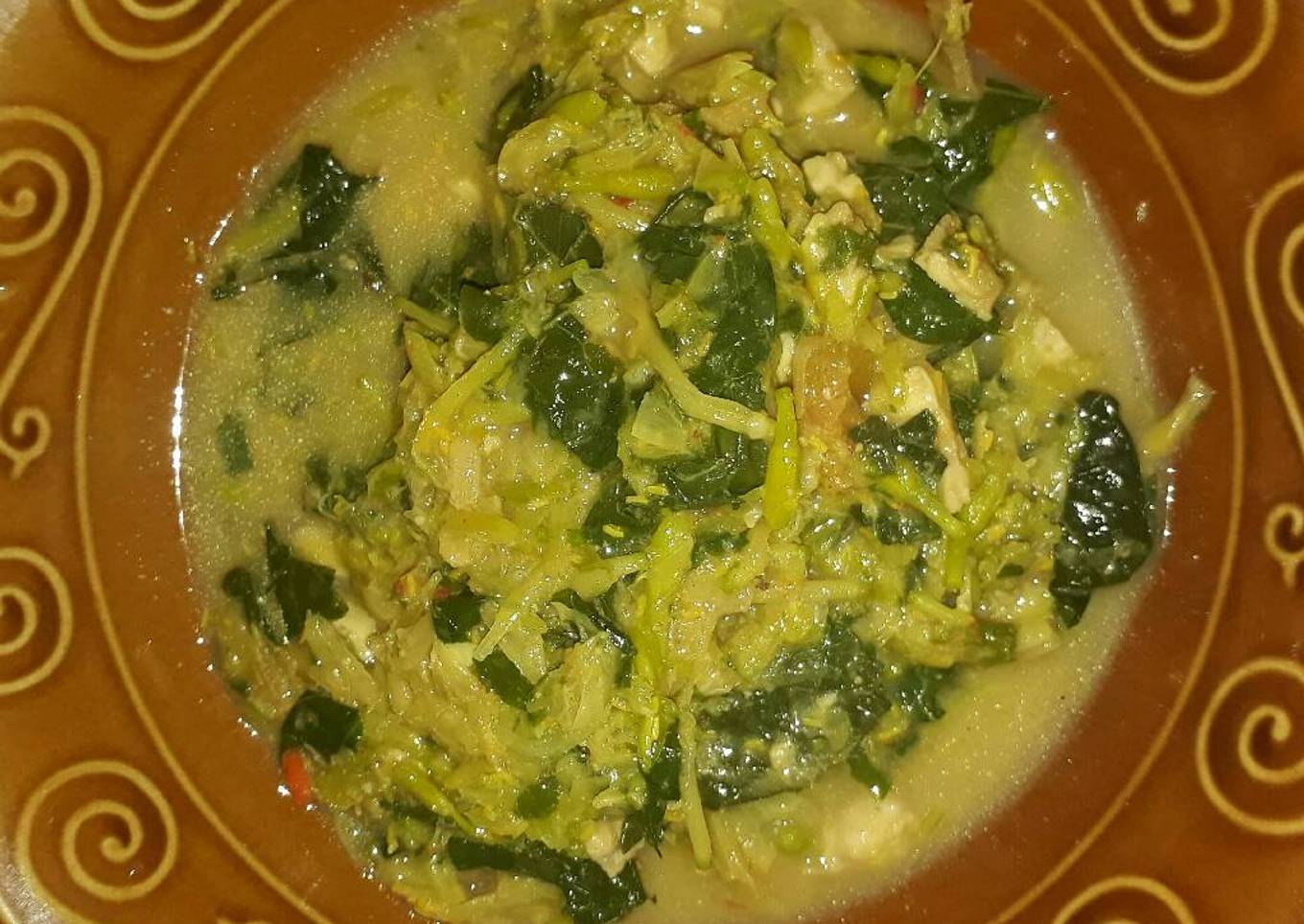 Rendang daun singkong & bunga pepaya