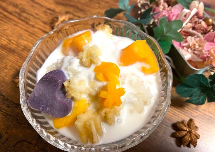 Recipe of Super Quick Homemade Fruits Coconut Milk with Sweet Sticky Rice