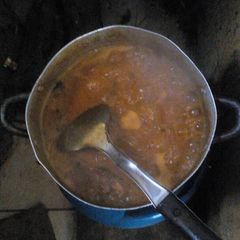 A picture of Fresh Fish Ogbono soup prepared with bitter leaf.