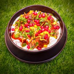 A picture of Moong dal vada chaat.