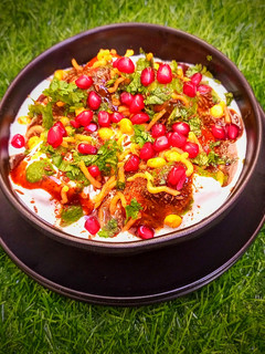 A picture of Moong dal vada chaat.