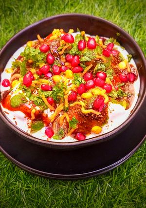 A picture of Moong dal vada chaat.