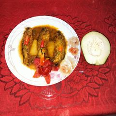 Pabda fish jhal with green papaya A picture of Pabda fish jhal with green papaya.
