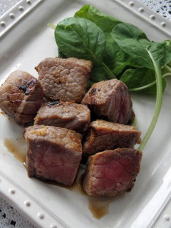 A picture of Shio-Koji Diced Steak Served with Ponzu.