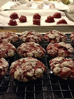 A picture of Red velvet white chocolate chip cookie.