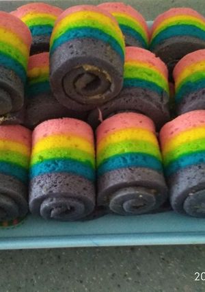 Foto resep Rainbow cake kukus putih telur ekonomis