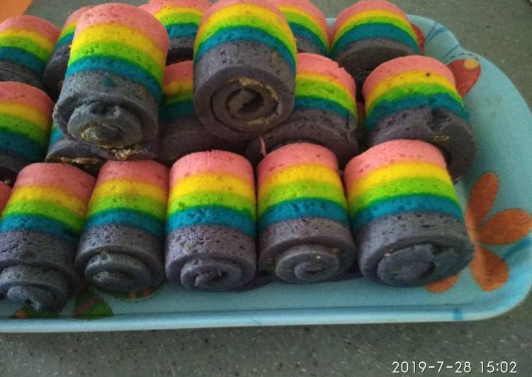 Rainbow cake kukus putih telur ekonomis