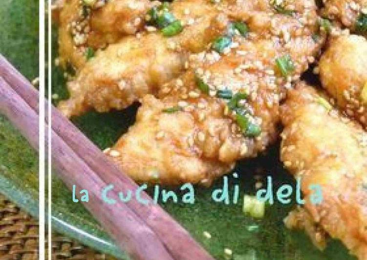 How to Prepare Homemade Fried Chicken Tenders With Oyster-Ketchup Sauce, Green Onion and Sesame
