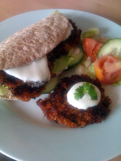 A picture of Vickys Carrot & Coriander Fritters, GF DF EF SF NF.