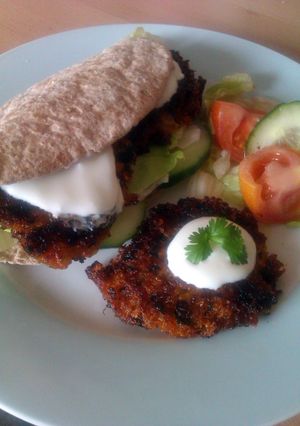 A picture of Vickys Carrot & Coriander Fritters, GF DF EF SF NF.