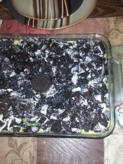 A picture of Oreo pudding cake.